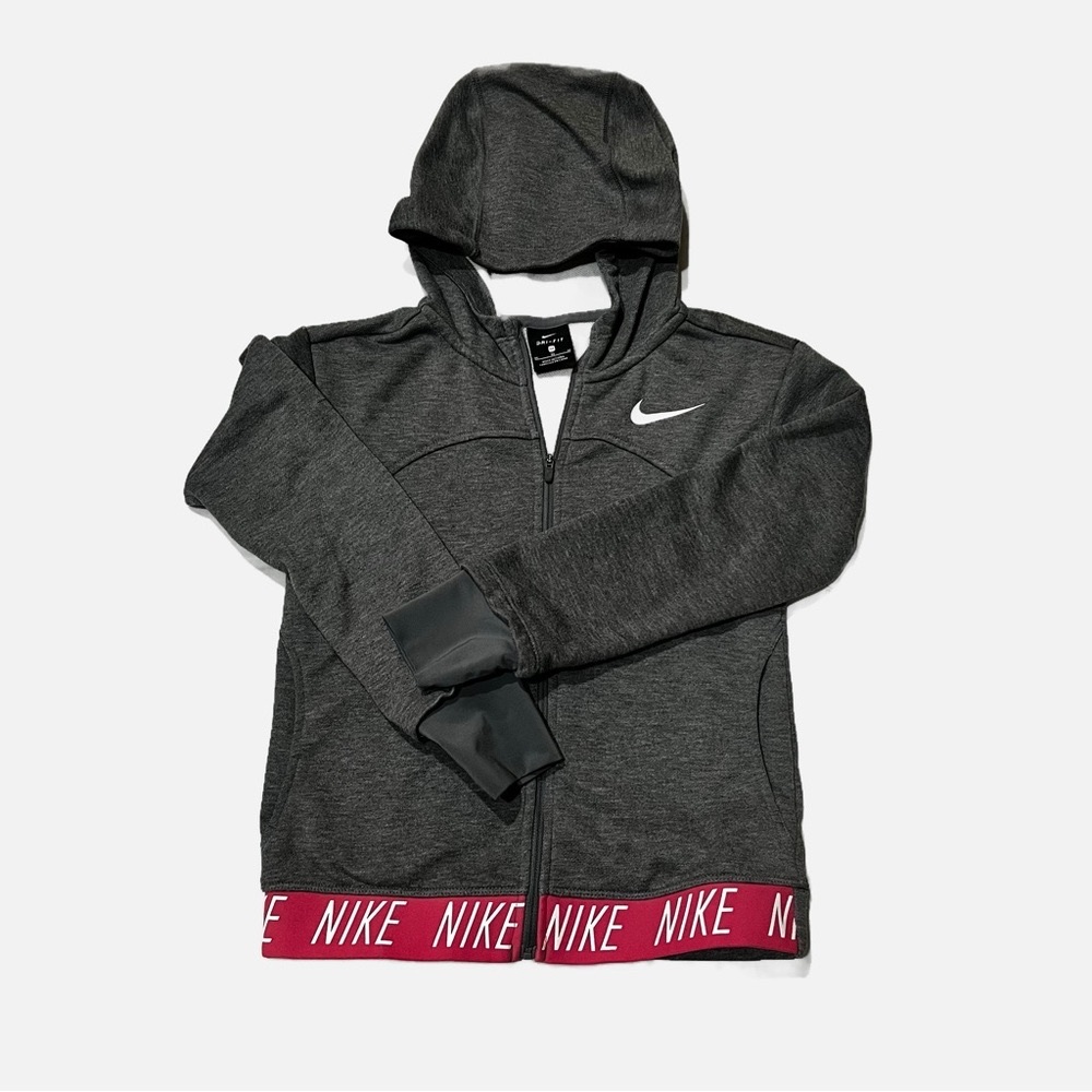 NIKE DRI-FIT girls full zipper hooded zippy/sweatshirt. Thumbholes & poc…